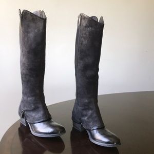 🇺🇸Donald J Pliner foldover Gray sueded leather/leather western boots